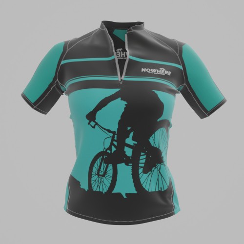 Camisa Ciclista Feminina Azul Esverdeado